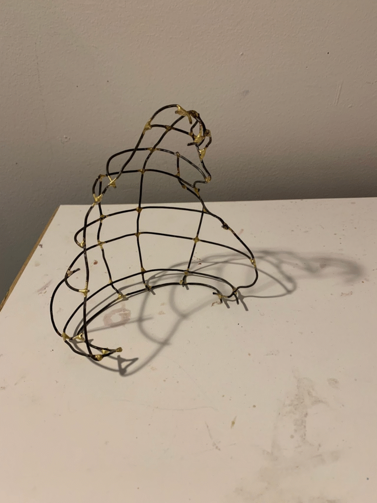 Miniature wire maquette of internal structure