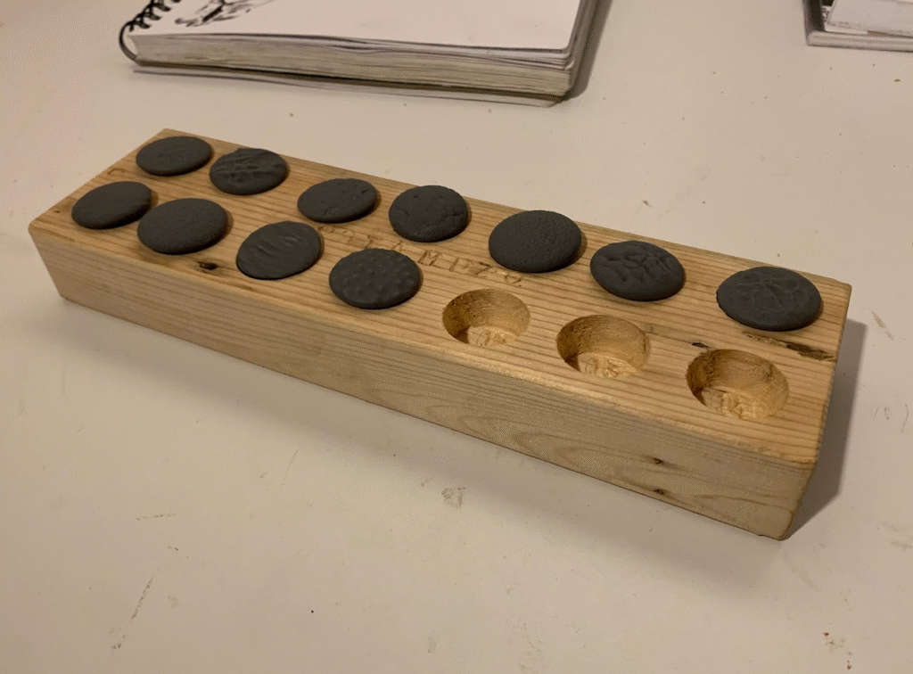 Custom texture stamps that were 3d modeled and printed