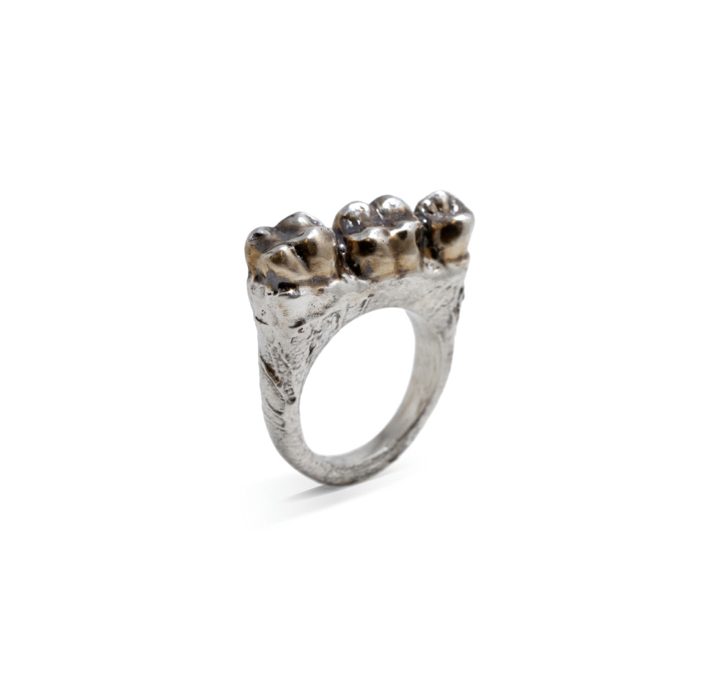 Bite, lost wax cast silver, 38 x 25 x 7 mm